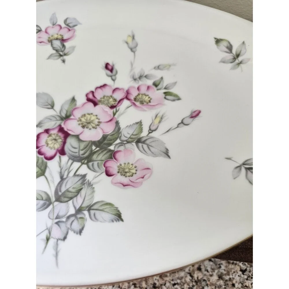 Harvan Fine China Oval Serving Platter Pattern Prim Rose 11.75 Inches